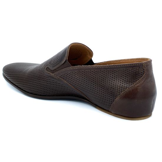 Слипоны Giampieronicola коричневые кожаные сквозная перфорация - фото 3, 18813 GPN