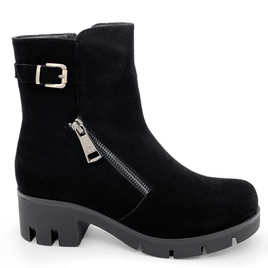 Ботинки Cover черные замшевые МЕХ - фото 1, 