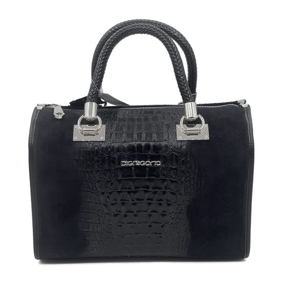 Сумка Di Gregorio черная крок/замша - фото 1, 