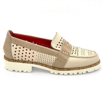 Лоферы Pas de Rouge бежевые кожаные - фото 1, P314 ROU