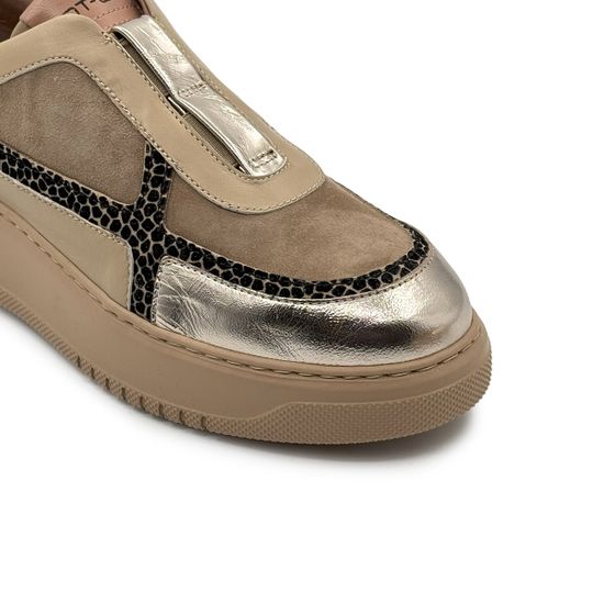 Полуботинки MOT CLE замша/кожа бежевые/серебристые демисезонные - фото 6, MOT3152 MOT