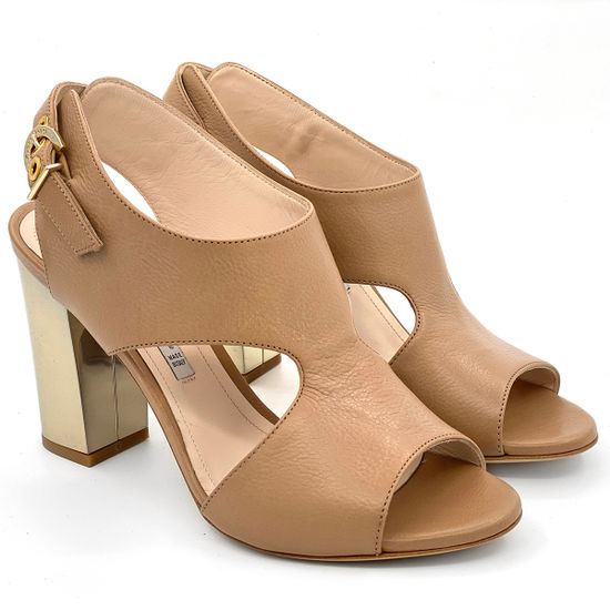 Босоножки Renzi кожаные коричневые на золотом каблучке - фото 7, 522207 RZ