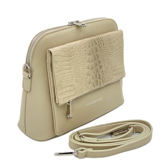 Клатч Di Gregorio бежевый комбинация гладкой кожи и кожи с тиснением под рептилию - фото 2, 