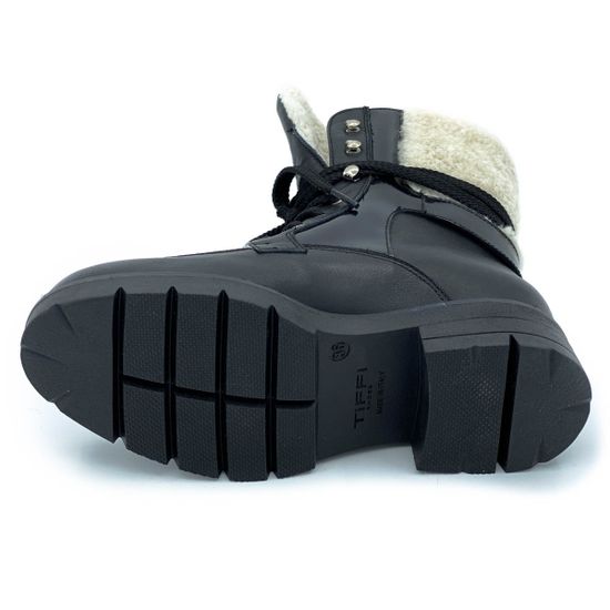 Ботинки Tiffi черные кожаные МЕХ - фото 4, A361RM TI