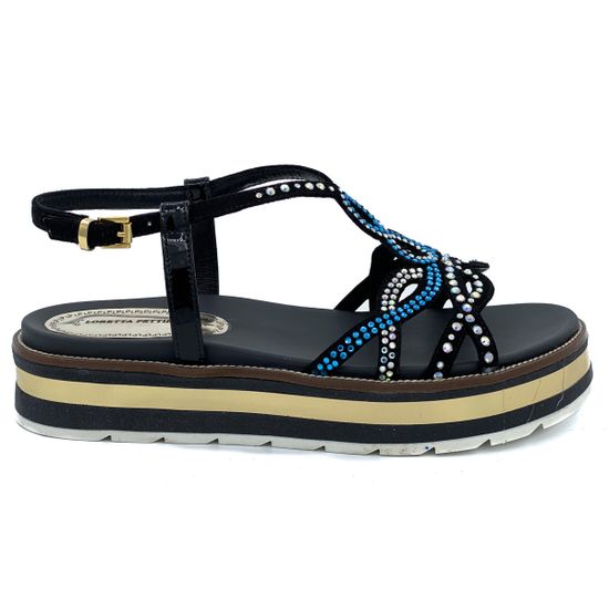 Босоножки Loretta Pettinari черные кожаные - фото 1, 5348S LP