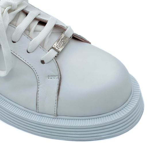 Ботинки Tuffoni белые кожаные МЕХ - фото 6, 1522114LF TUF