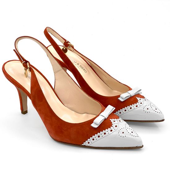 Босоножки Rosso&amp;Nero замша/лак рыже-белые - фото 7, 