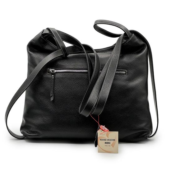 Сумка Marina Creazioni черная кожаная - фото 3,