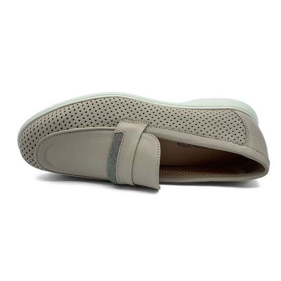 Лоферы Donna Soft  кожаные перфорированные бежевые - фото 5, 