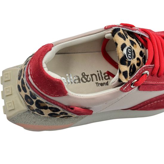 Кроссовки женские NILA NILA кожа/замша розовая/красная/леопард - фото 7, NO6742 NIL ROSSO LEO