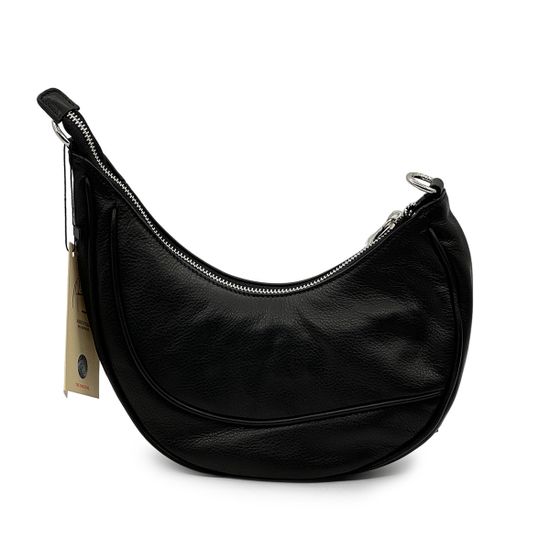 Сумка-банан Renato Angi черная кожаная - фото 3, 3202181 RA NERO