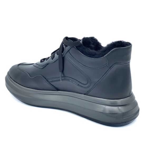 Кроссовки Lab Milano черные кожаные МЕХ - фото 3, ZEN10385 LAB