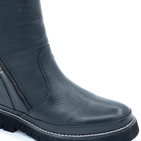 Полусапоги Lab Milano черно-бордовые кожаные МЕХ - фото 5, 