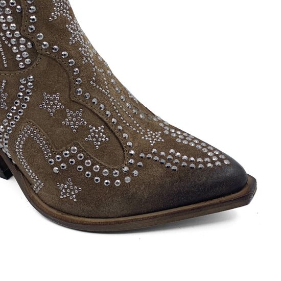 Ботинки казаки MIMMU коричневые замшевые демисезонные - фото 6, M702M14 MIM SESAMO