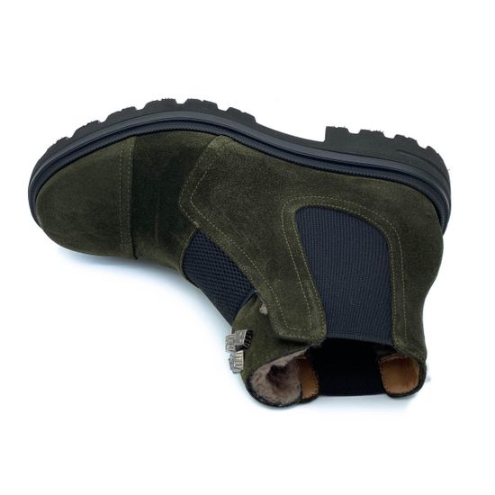 Ботинки Donna Soft зеленые замшевые МЕХ - фото 5, 