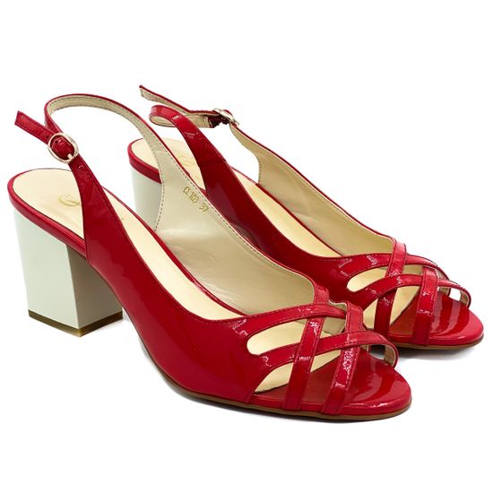 Босоножки Cover красные из лакированной кожи - фото 6, 
