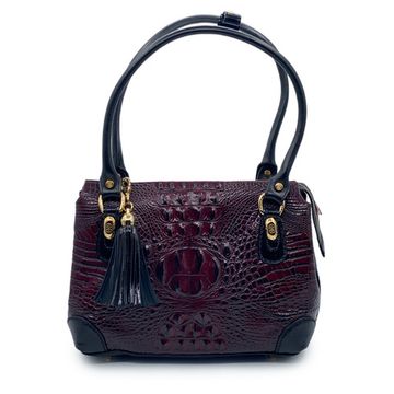 Сумка Marino Orlandi бордовая кожаная ламинированная крокодил - фото 1, 4634 MO BORDO COCCO