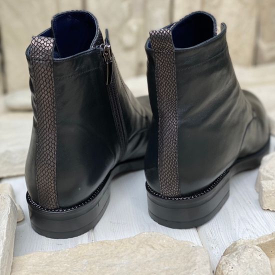 Ботинки Donna Soft черные кожаные МЕХ - фото 13, 