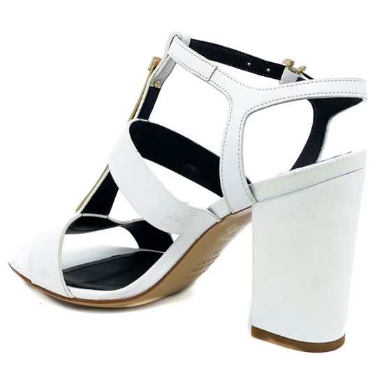 Босоножки Renzi кожаные белые с металлическим язычком - фото 3, 