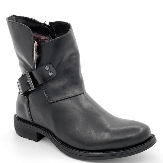 Ботинки Cover черные кожаные МЕХ - фото 2, 22007-2 COV