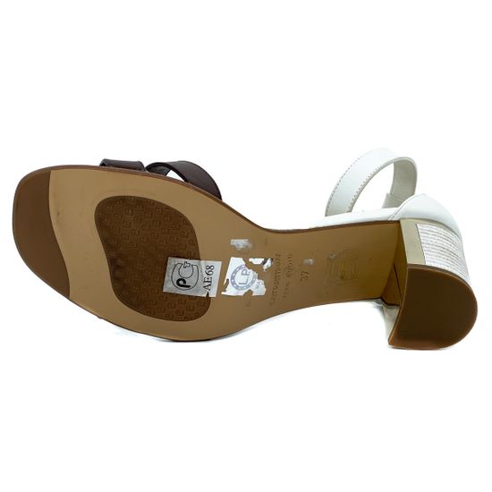 Босоножки Loretta Pettinari бело-коричневые кожаные - фото 4, 9110 LP BIANCO