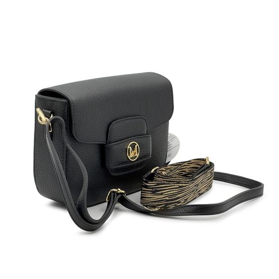 Сумка кросс-боди MOT-CLE кожаная черная - фото 2, VNT MOT NERO