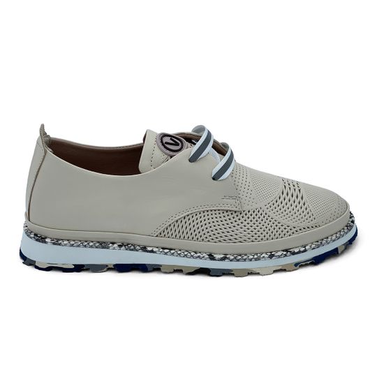 Полуботинки Lab Milano бежевые кожаные с перфорацией и шнурками - фото 1, 358225011 LAB BEIGE