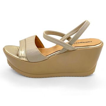 Босоножки Zamagni золотые текстильные с кожаными вставками - фото 1, Z470 ZAM ORO