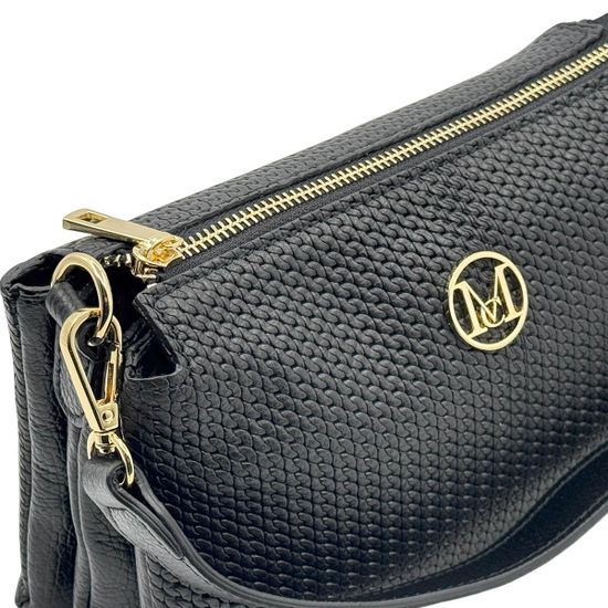 Сумка кросс-боди MOT-CLE кожаная черная c &quot;золотой&quot; фурнитурой - фото 5, TRIS MOT NERO GOLD