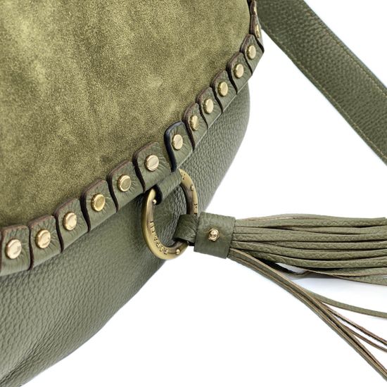 Сумочка Ripani зеленая комбинация кожи и замши - фото 8, 