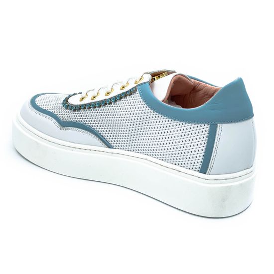 Кеды Ilasio Renzoni бело-голубые кожаные - фото 3, 4934 IR BLU