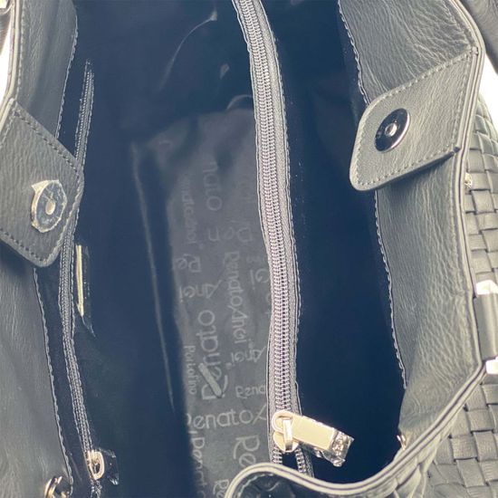 Сумка Renato Angi черная кожаная плетеная - фото 5, 