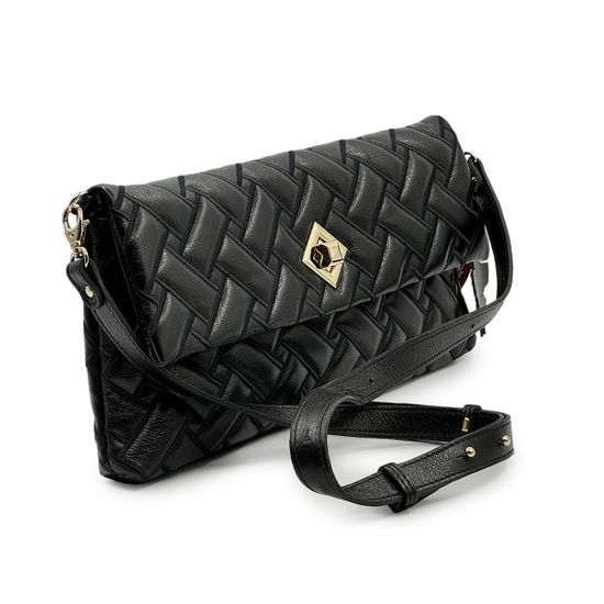 Сумка-клатч Marina Creazioni черная кожаная стеганая - фото 2, B6754 MC NERO