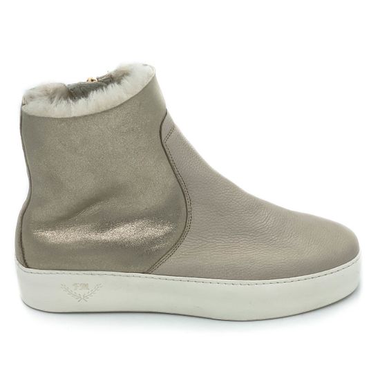 Ботинки Marzetti бежево-золотые кожаные МЕХ - фото 1, 7853MD01 MZ