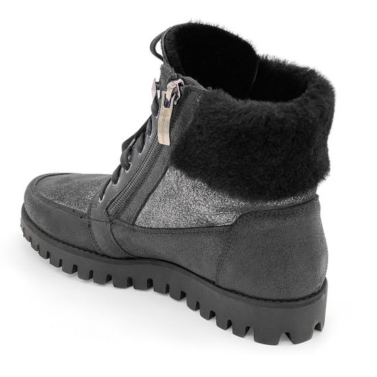 Ботинки Marzetti черно-серебряные замшевые МЕХ - фото 3, 