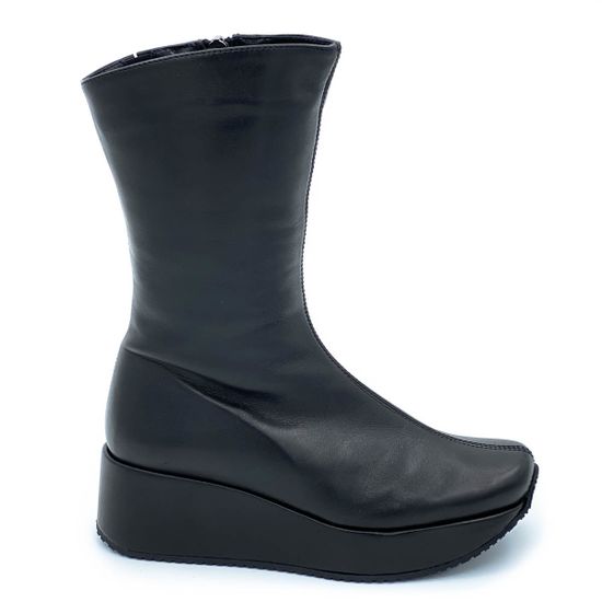 Полусапоги Kelton черные кожаные МЕХ - фото 1, 