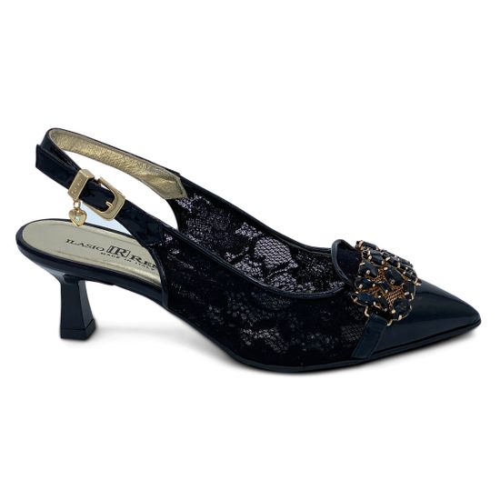 Туфли Ilasio Renzoni лакированные с гипюром черные - фото 1, 