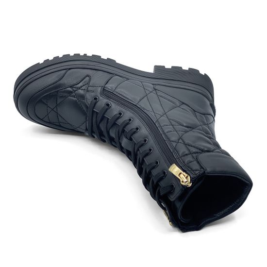 Высокие ботинки Tuffoni черные кожаные стеганные на байке - фото 5, 