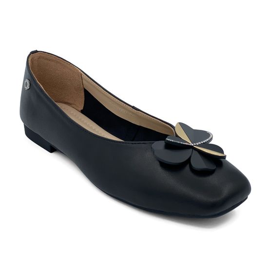 Туфли Tuffoni черные кожаные с цветком - фото 2, 