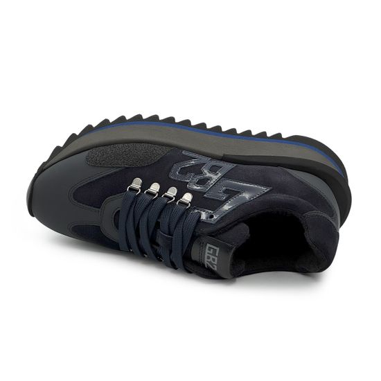 Кроссовки GianFranco Butteri черные/синие кожа/замша на байке - фото 5, 48512-C BUT