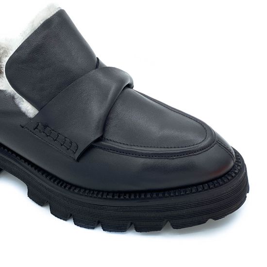 Лоферы Tuffoni черные кожаные МЕХ - фото 6, 