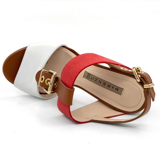 Босоножки Renzi кожаные триколор красный коричневый белый - фото 5, 501806 RZ