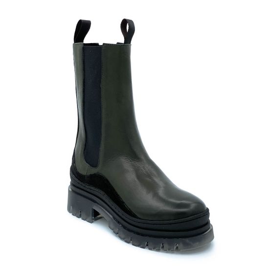 Ботинки челси Mimmu зеленые демисезонные комбинация кожи и замши - фото 2, E442E1 MIM VERDE