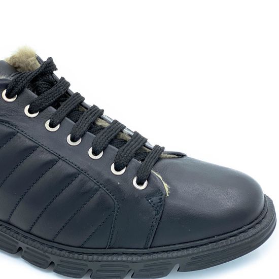 Кеды Pertini черные кожаные МЕХ на спортивном ходу - фото 5, 182M24561D2 PRT