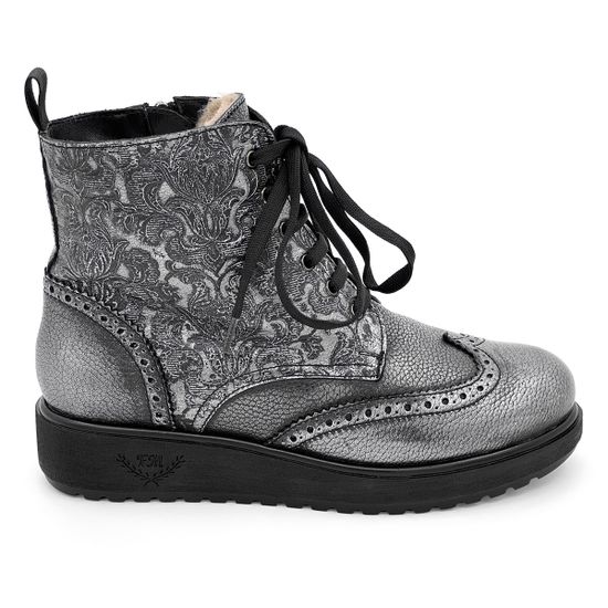 Ботинки Marzetti  серебряные кожаные МЕХ - фото 1, 