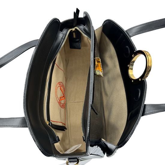 Сумка Valentino Orlandi черная из ламинированной кожи - фото 5, 7217 VO NERO