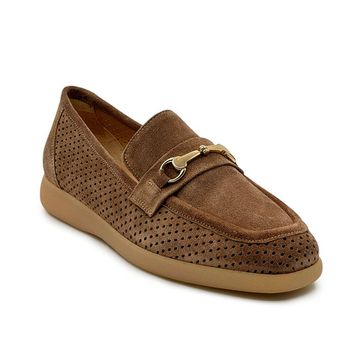 Лоферы MOT CLE коричневые замшевые перфорированные - фото 2, MOT3188 MOT CANGURO