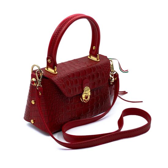 Сумка Marino Orlandi красная кожаная крокодил - фото 2, 
