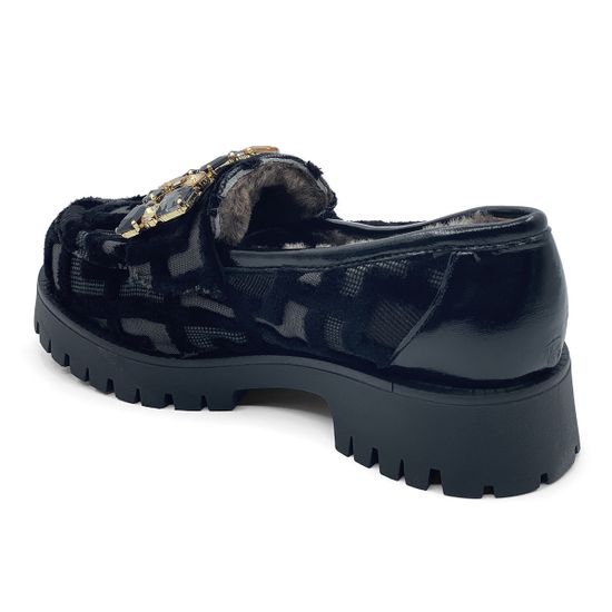 Лоферы NILA NILA черные замша/текстиль на меху - фото 3, VICTORIA-VLM NIL NERO