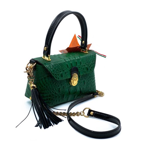 Сумка Marino Orlandi зеленая кожаная крокодил - фото 2, 
